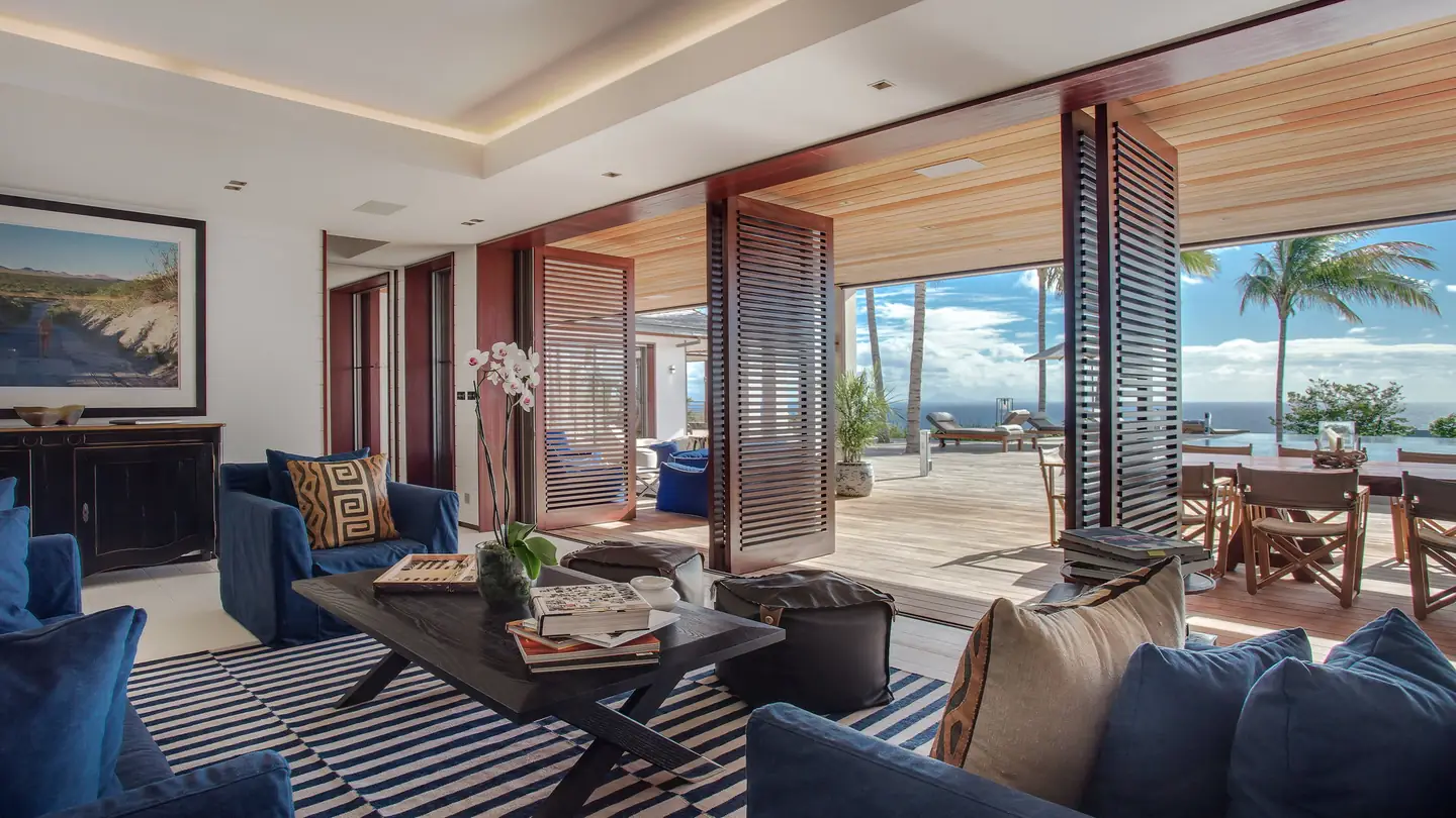 Maison Blanc Bleu, salon, Saint-Barthélemy