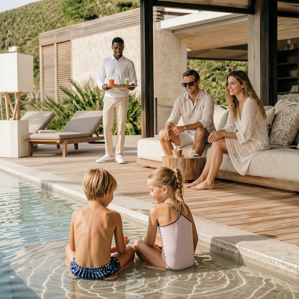 Famille accueillie avec attention dans une villa à Saint-Barth
