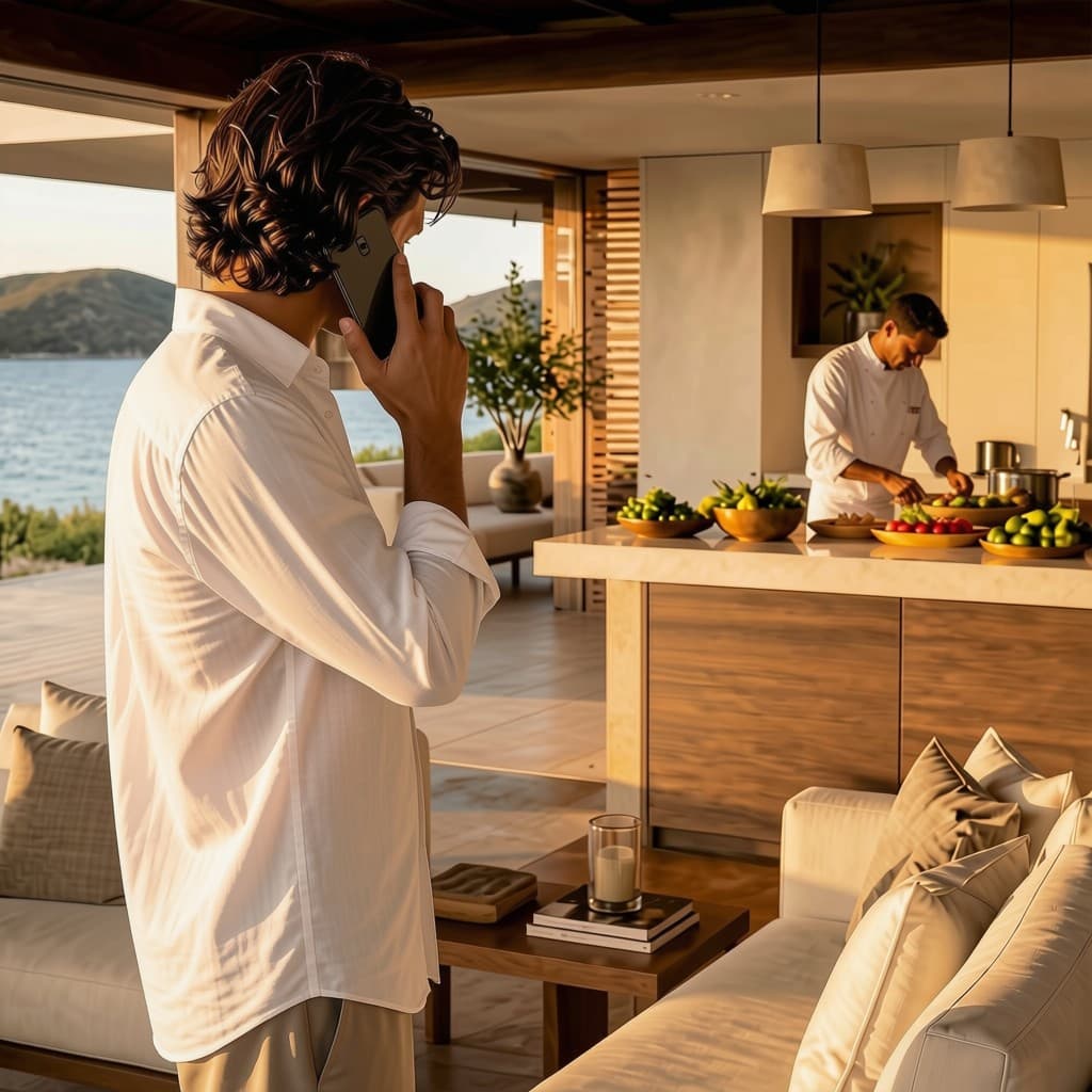 Chef préparant un repas sur mesure dans une villa